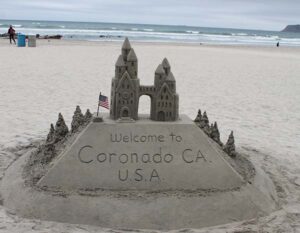 Coronado sandman sculpture - San Diego Scenic Cycle Tours