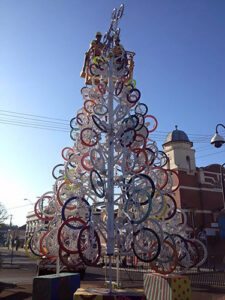 Bike Wheel Christmas Tree