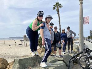 scenic cycle bike riders at beach