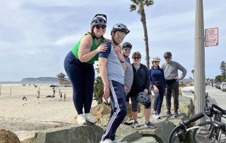 scenic cycle bike riders at beach