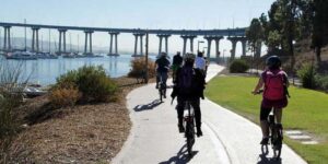 riding bikes under coronado bridge